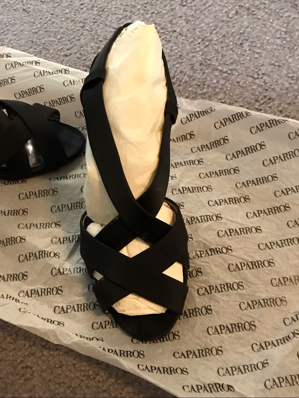 Caparros Black Crisscross Strap Women's Sandals